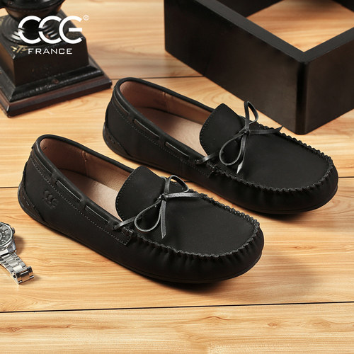 CCE英伦大码疯马皮豆豆鞋