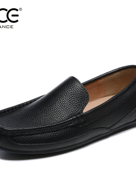 CCE男鞋头层牛皮荔枝纹豆豆鞋英伦时尚软底休闲懒人开车鞋男 1053