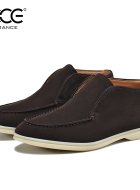 CCE男士乐福鞋T2509L真皮绒面高帮舒适潮流一脚蹬牛皮休闲鞋男靴
