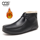 法国CCE秋冬男靴潮流休闲加绒保暖头层牛皮高帮真皮男皮靴 c6165