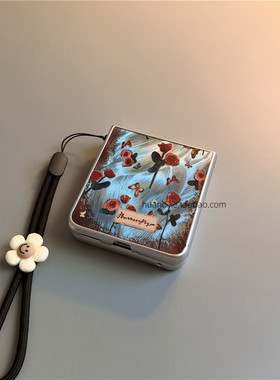 玫瑰花适用小米mixflip华为purax手机壳pocket2硬novaflip三星zflip7564卡通vivox磨砂oppofindn3n2女0