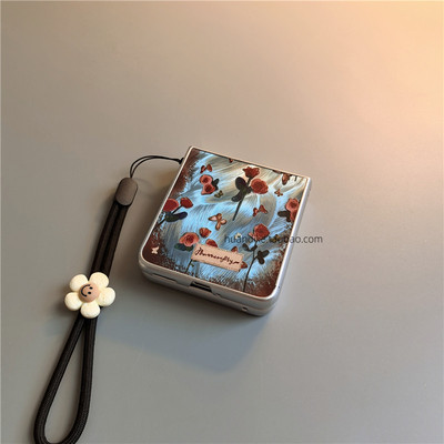 玫瑰花适用小米mixflip华为purax手机壳pocket2硬novaflip三星zflip7564卡通vivox磨砂oppofindn3n2女0