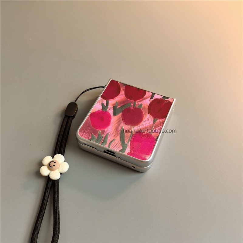 郁金香适用小米mixflip华为purax手机壳pocket2硬novaflip三星zflip7564卡通vivox磨砂oppofindn3n2女0