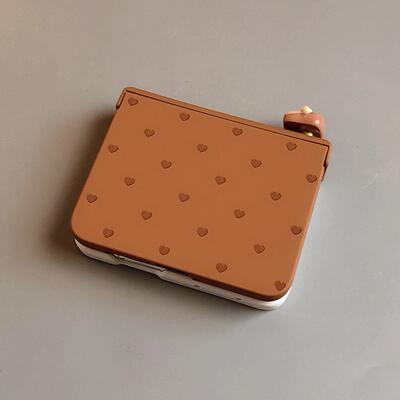 棕白满屏爱心适用小米mixflip2华为purax手机壳pocket2硬磨砂可爱荣耀vflip三星zflip7564卡通女oppofindn3潮