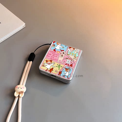 coco酱女孩适用华为purax手机壳pocket2小米mixflip硬novaflips三星zflip764卡通p50磨砂oppofindn3n2女w25