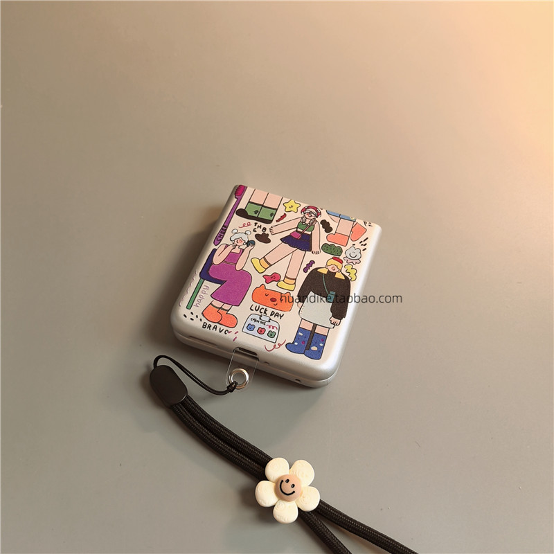 涂鸦女适用小米mixflip华为purax手机壳pocket2硬novaflip三星zflip7564卡通vivox磨砂oppofindn3n2女荣耀v0
