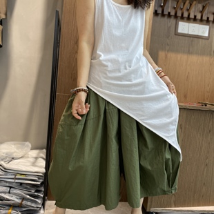 透气不规则无袖 纯色薄款 背心女士百搭休闲弹力圆领简约风打底吊带