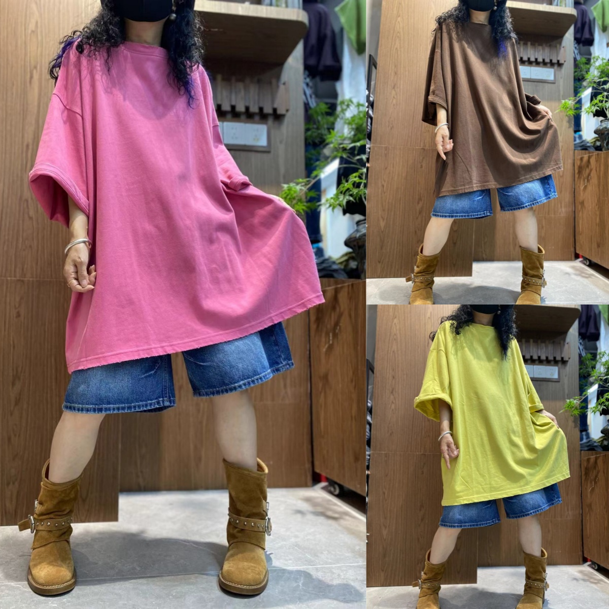 纯色大码200斤胖妹妹圆领T恤女2025秋季新款百搭休闲简约净版上衣