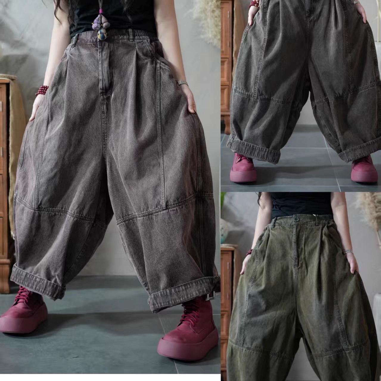 大版女装2025秋季新款胖妹妹宽松显瘦百搭休闲裤哈伦裤炒色萝卜裤