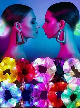 led发光大肠发圈DIY夜灯光头花闪亮应援肥肠头绳夜店皮筋跨境发饰