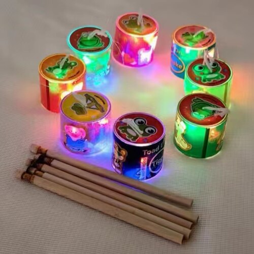 发光蛤蟆鼓闪光吉祥摇摇鼓转转响玩具开心蛤蟆江湖地摊庙会玩具