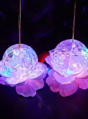 新品过年发光手提灯笼元宵中秋节汉服古装莲花灯宫廷古风投影荷花