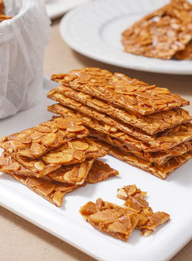 杏仁脆片瓦片罐装坚果低甜休闲零食黄油薄脆饼干糕点心礼盒装年货