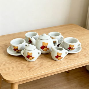 陶瓷儿童茶壶玩具幼儿园过家家仿真小型工夫茶泡茶工具套装可出水