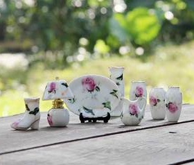 嘉丹青花瓷花瓶仿古纯金描边