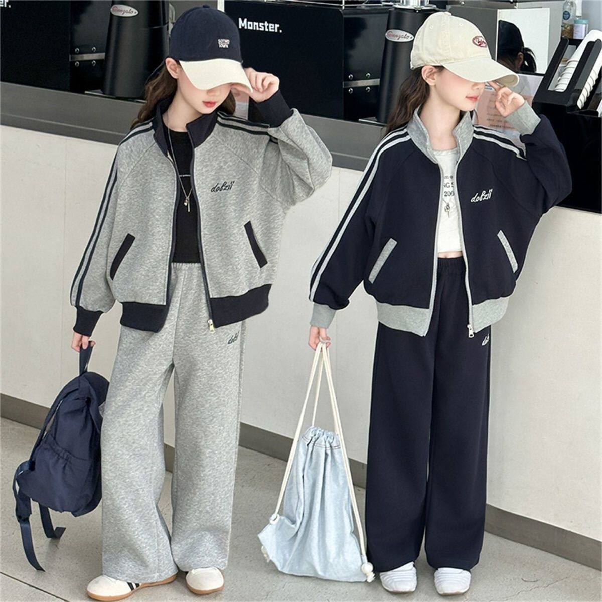 女童套装春秋装新款儿童洋气时髦休闲运动服中大童春秋款两件套时