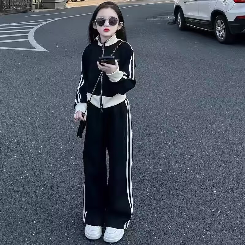 女童春秋洋气运动套装阔腿裤秋装