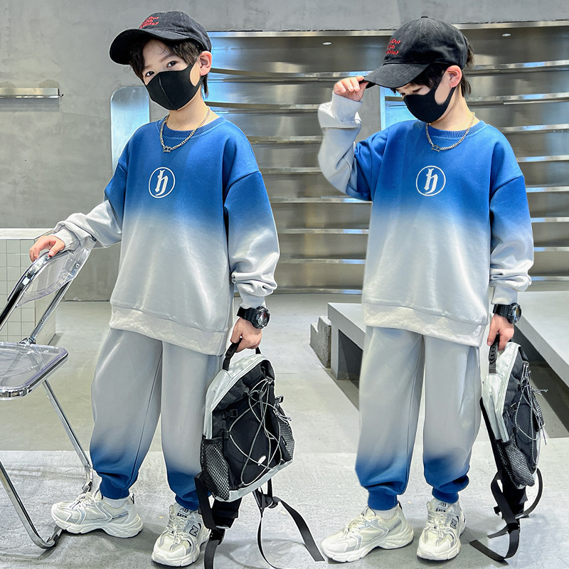 男童渐变色卫衣套装春秋装帅气休闲运动两件套潮中大童秋装时尚潮,童装/婴儿装/亲子装,儿童运动套装,淘宝优惠券,粉丝福利购,淘宝优惠卷