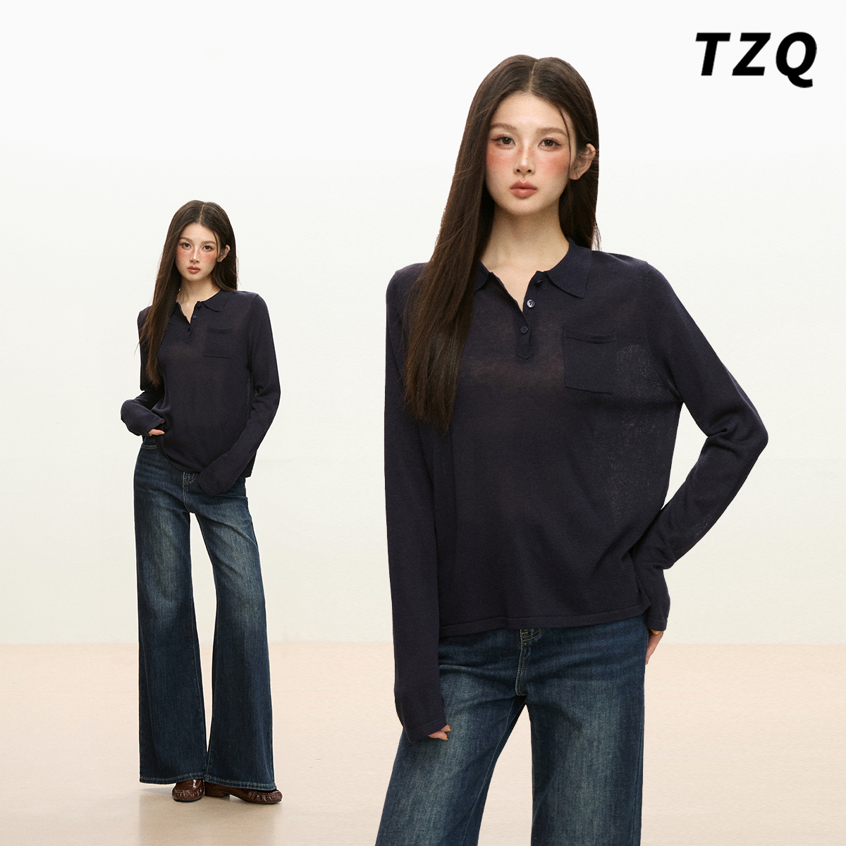 法式气质简约宽松休闲长袖T恤女