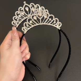2025新款水钻皇冠发箍秋冬女款头箍压发卡发捆头饰发旅儿童发饰品