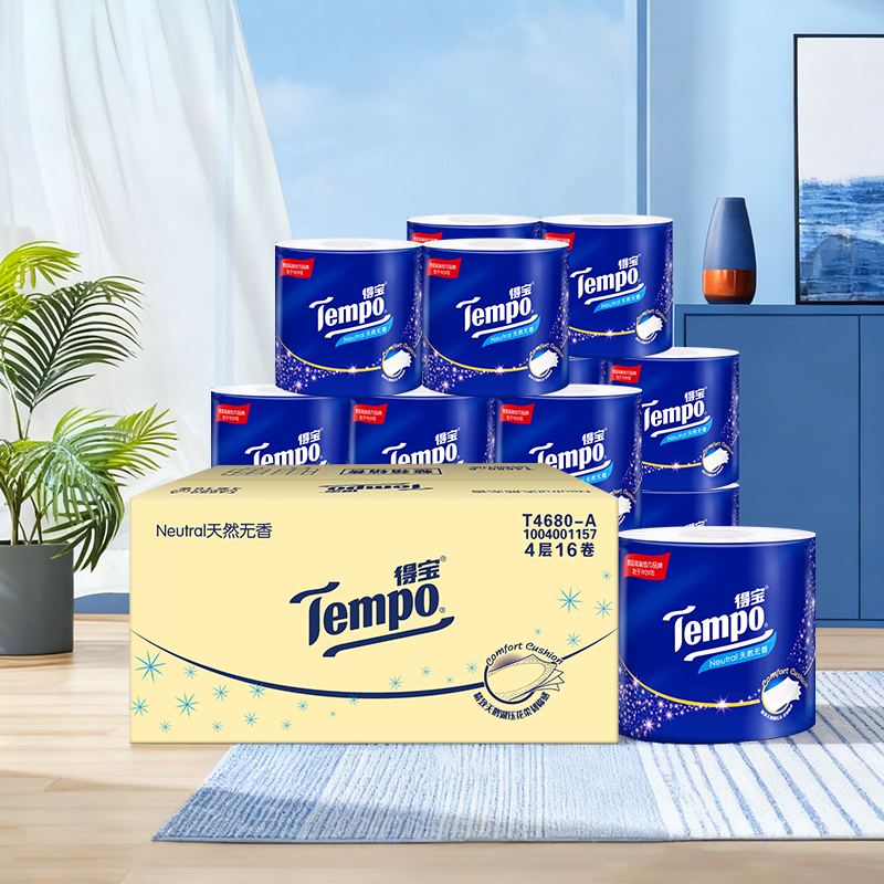 Tempo得宝有芯卷纸卫生纸4层160G无香/樱花香,洗护清洁剂/卫生巾/纸/香薰,卷筒纸,淘宝优惠券,粉丝福利购,淘宝优惠卷