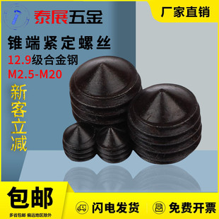 M24尖尾机米 M3M4 锥端紧定螺丝批发DIN914 12.9级内六角无头螺丝