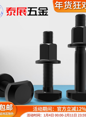8.8级合金钢T型螺丝螺栓法兰螺母套装压板t形高强度45#模具m8-m36