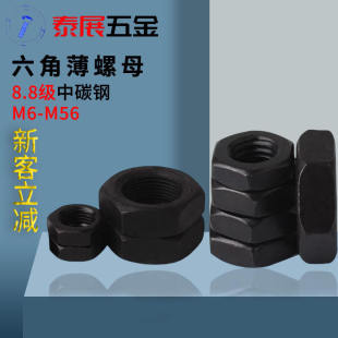 六角薄螺母原GB6173细牙帽6172标准牙8.8级薄螺帽M8 M56细牙薄螺
