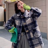 2025冬款现货数据好韩系格子双色夹棉外套#3128-P165-K248，女装毛呢外套，唛多