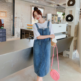 2024夏季牛仔马蹄扣背带裙套装裙#2287--P95/125--K148/188，女装连衣裙，唛多