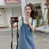 设计感牛仔背带裙女2023春夏新款韩版学院风小个子吊带连衣裙子薄，女装连衣裙，唛多