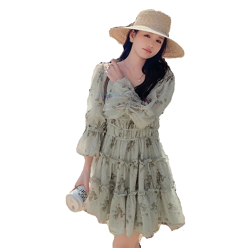 2024春夏新款中袖碎花连衣裙2色入#1028P115-K168,女装连衣裙,唛多