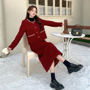 2025冬季新款现货 带钻贵气风两件套#25203-P205-K308图片 2025冬季新款现货 带钻贵气风两件套#25203-P205-K308图片