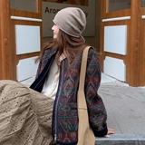 2025冬季新款现货复古花纹拼接外套#25188-P175-K258，女装短外套，唛多