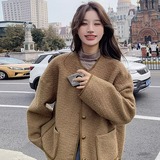 2025冬季麂皮翻毛皮短外套2色入#3127-P165-K248，女装短外套，唛多