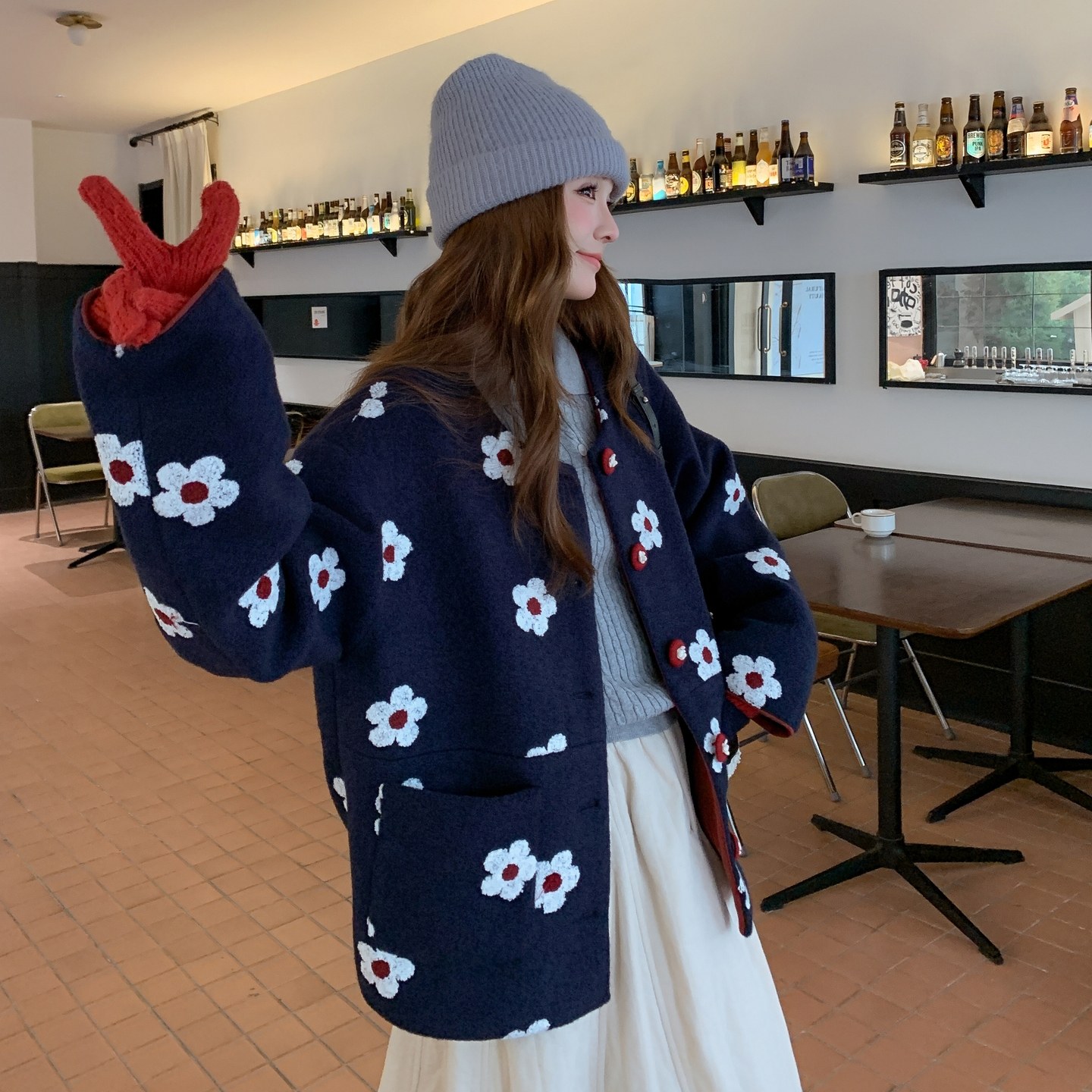 2025冬季新款现货现货梅花刺绣毛呢外套#25186-p165-k248,女装毛呢外套,唛多