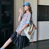 2025夏季新款印花蝴蝶结拼接连衣裙#2577-P135-k198，女装连衣裙，唛多