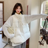 2025冬季新款现货现货白色拼接羽绒马甲90绒#25183-P195-K288，女装马甲，唛多
