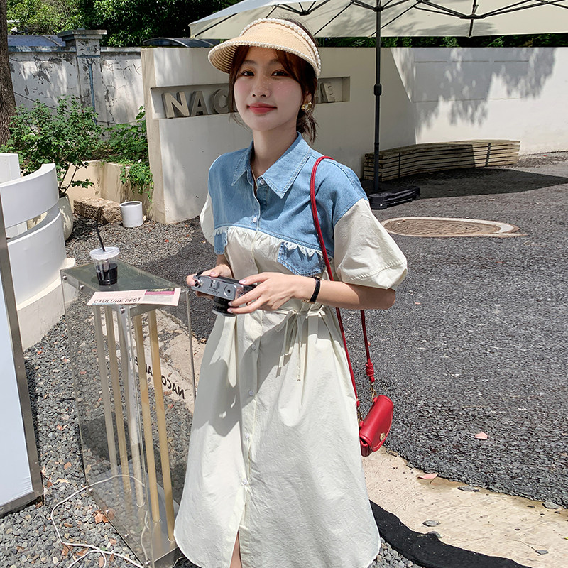 2026年夏季现货气质显高拼接长裙3083p105k158，女装连衣裙，唛多