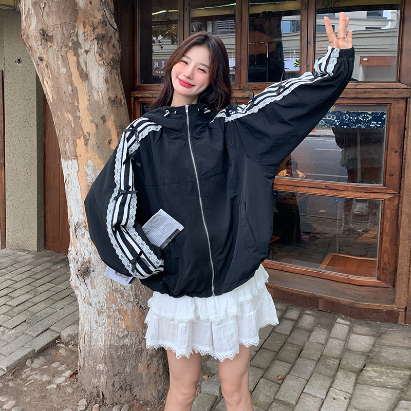 2026年春款现货通勤学院风拼接蕾丝外套【2色】#1103-P125-k188，女装短外套，唛多