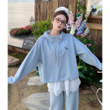 时尚套装小众连帽韩版套头ins薄款春季休闲风百搭，女装运动套装，唛多