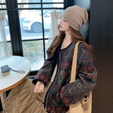 2025冬季新款现货复古花纹拼接外套#25188-P175-K258，女装短外套，唛多
