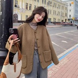 2025冬季麂皮翻毛皮短外套2色入#3127-P165-K248，女装短外套，唛多