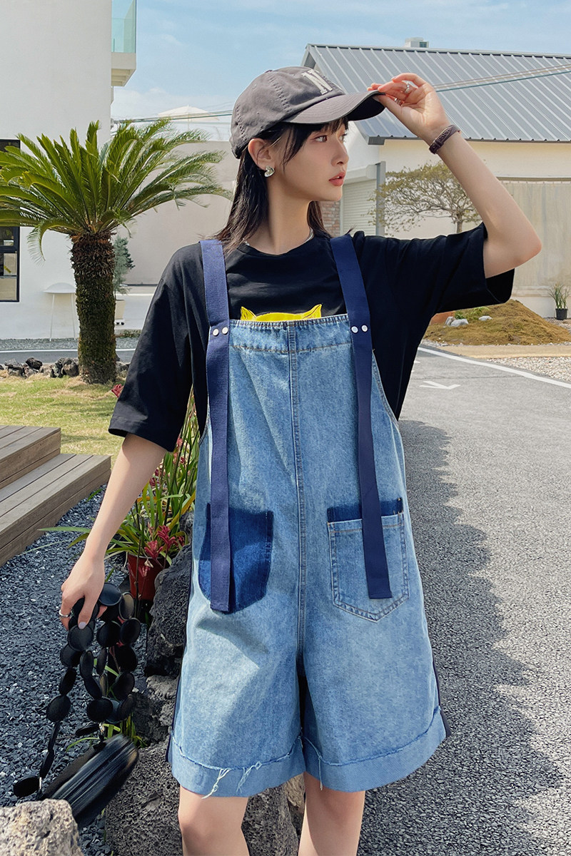 2024夏款数据好现货现货拼接牛仔背带裤#2262-P90-k148,女装牛仔裤,唛多