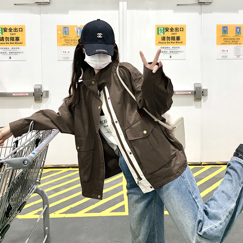 2025【新款现货】3色拼接外套#1110-P125--k188,女装短外套,唛多