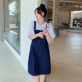 2024夏季牛仔贴标背带裙套装裙#2286--P85/110--K138/178，女装连衣裙，唛多
