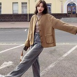 2025冬季麂皮翻毛皮短外套2色入#3127-P165-K248，女装短外套，唛多