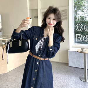 2026春季新款 现货 牛仔连衣裙 +腰带+围巾 #6001-P165-K258，女装连衣裙，唛多