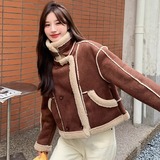 2025冬季新款现货加厚麂皮绒皮毛一体2色入#3129-P170-K258，女装皮草，唛多