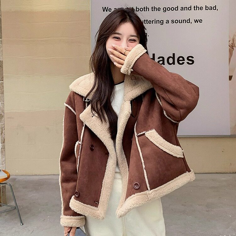2025冬季新款现货加厚麂皮绒皮毛一体2色入#3129-P170-K258,女装皮草,唛多